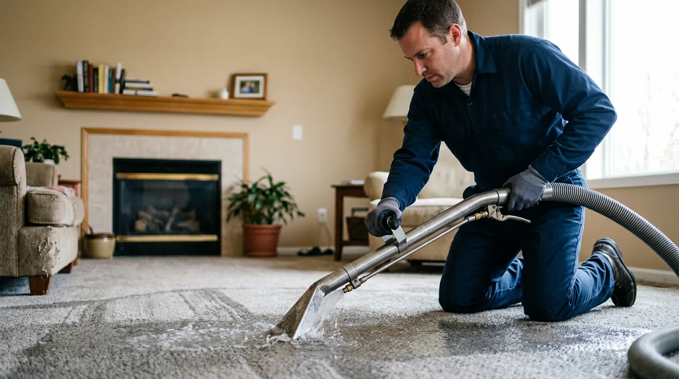Water damage restoration technician working near Como, NC
